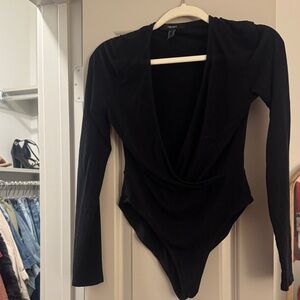 Forever 21 Black Deep V-Neck Bodysuit